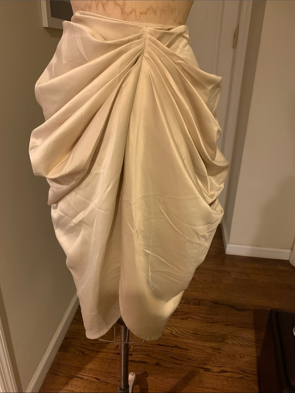 NWT PrettyLittleThing Cream Draped Midi Skirt